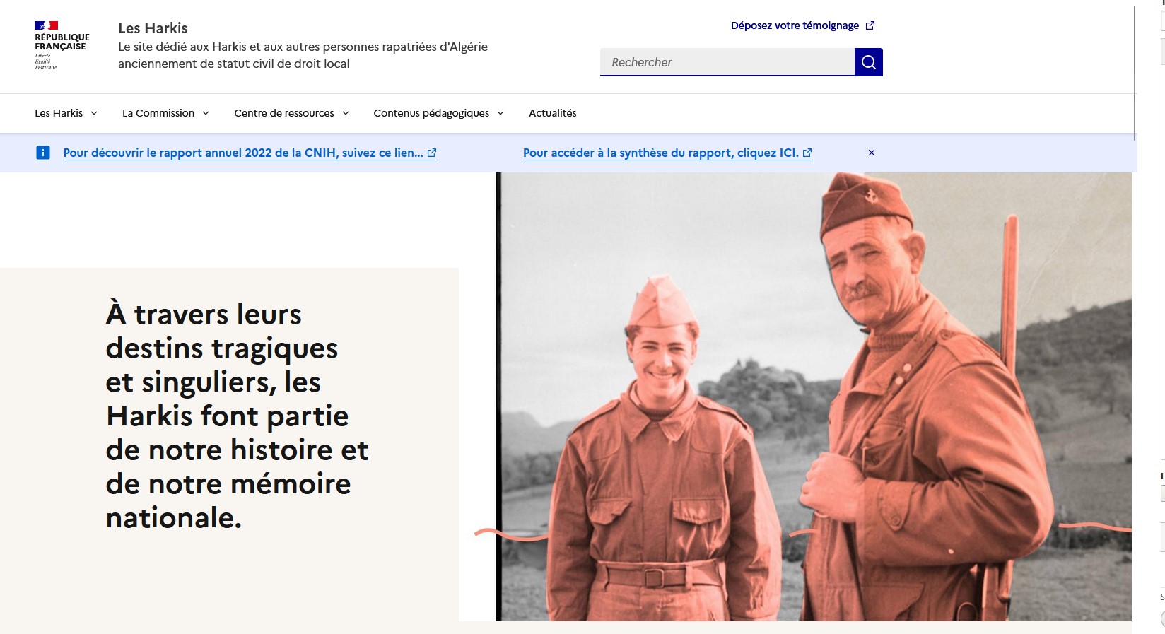 Le site www.harkis.gouv.fr